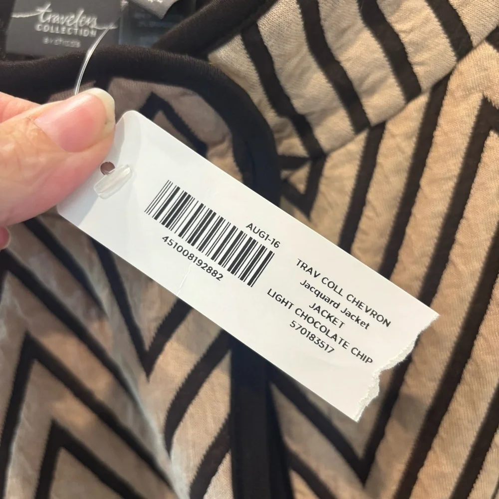 Chico's Travelers L/XL Jacquard Jacket Cape with Chevron Pattern - Picture 5 of 8